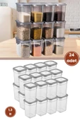Flora Kare Erzak Saklama Kabı 24'lü Set, Gıda Baharat Bakliyat Saklama Kabı Orta Boy 24x(1,3 lt) - 1