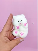 Sevimli Köpek Squishy Tüylü Beyaz Patili Yumuşacık (6x9 cm) Sukuşi - Beyaz - 4