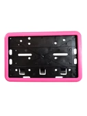 Çerçeveli Motor Plakalık Plaka Altlığı Pembe 17x26 cm - 1