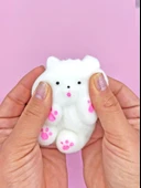 Sevimli Köpek Squishy Tüylü Beyaz Patili Yumuşacık (6x9 cm) Sukuşi - Beyaz - 3