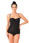 Siyah Mı 2723 Lazer Kesim Göğsü Açık Slip Korse - 1