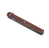Özel Şık Kılıfında Ahşap Kabze Dikiş Tutmaz Flipper Çakı - Kahverengi - 5