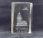 Dekoratif 3D Kristal Küp İstanbul Kız Kulesi (5cmx5cmx8cm) - 1