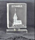Dekoratif 3D Kristal Küp İstanbul Kız Kulesi (6cmx9.7cmx3cm) - 1