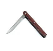Özel Şık Kılıfında Ahşap Kabze Dikiş Tutmaz Flipper Çakı - Kahverengi - 4
