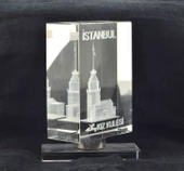 Dekoratif 3D Kristal Küp İstanbul Kız Kulesi (6cmx9.7cmx3cm) - 2