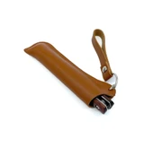 Özel Şık Kılıfında Ahşap Kabze Dikiş Tutmaz Flipper Çakı - Kahverengi - 6