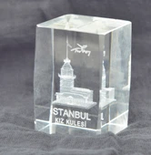 Dekoratif 3D Kristal Küp İstanbul Kız Kulesi (3.8cmx3.8cmx5.8cm) - 1