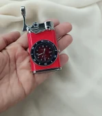 Saatli Çakmak Pürmüz Ayarlanabilir Mavi Gazlı Doldurulabilir Çift Alevli Çakmak Saat - 2