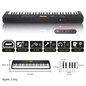 Jwin JTK-3600 61 Tuş Hassasiyetli 5 Oktav Org Seti - Siyah - 3