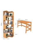 Woodesk  Bohem, Ahşap, Çalışma Masası Ve Köşe Kitaplık Takımı, Tik Renk thumbnail 8