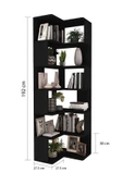 Woodesk  Bohem, Ahşap, Çalışma Masası Ve Köşe Kitaplık Takımı, Siyah Renk - 6