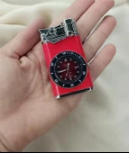 Saatli Çakmak Pürmüz Ayarlanabilir Mavi Gazlı Doldurulabilir Çift Alevli Çakmak Saat - 3