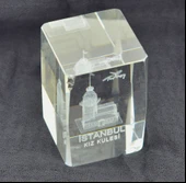 Dekoratif 3D Kristal Küp İstanbul Kız Kulesi (3.8cmx3.8cmx5.8cm) Kırık - 2