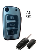 Audi A3 Q2 Anahtar Uyumlu Silikon Oto Anahtar Kumanda Kabı Kılıf Siyah - 1