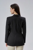 Siyah Regular Fit Pile Detaylı Blazer Ceket - 6