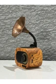 BİGGSM Nostalji Bluetooth Hoparlör Dahili Radyo Hafıza Kart Aux Gramafon Ekstra Bass Yüksek Ses - 3