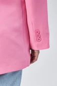 Pembe Kadın Düğmeli Oversize Blazer Ceket - 8