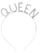 Elmas Taşlı Qeen Metal Taç Gümüş thumbnail 1