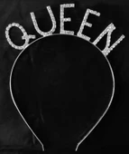 Elmas Taşlı Qeen Metal Taç Gümüş thumbnail 2