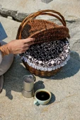 Marilena - Hasır Kapaklı Kulplu Naturel Piknik Sepeti - 2