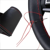 Direksiyon Kılıfı Deri Dikme Evalı Model Siyah Kırmızı 38-40 cm - 3