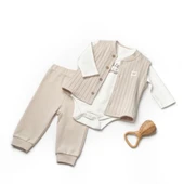 3'lü Takım ( Pantolon-Zıbın-Yelek ) 8115 Vizon - 1