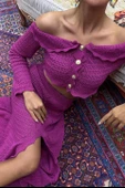 Madonna Yaka Derin Yırtmaç Etekli Şık Lucky Life Kadın Triko Takım - 7