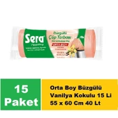 Sera Çöp Torbası Büzgülü Vanilya Kokulu Orta Boy 15 Li 55 x 60 Cm x 15 Paket thumbnail 1