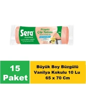 Sera Çöp Torbası Büzgülü Vanilya Kokulu Büyük Boy 10 Lu 65 x 70 Cm x 15 Paket thumbnail 1