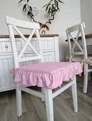 Fırfırlı Sıvı & Leke Itici Iskandinav Sandalye Minderi Pembe - 1