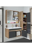 Alfa Banyo Serena Ea 80 cm Seramik Lavabolu Banyo Dolabı Seti, Boy Dolaplı, Mdf, 80+35 Cm, - 2