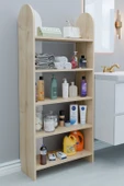 Limnizza 5 Raflı Modern Banyo Düzenleyici Raf Ünitesi Çok Amaçlı Depolama Rafı Havluluk Şampuanlık Dolap Safir Meşe - 2