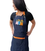 Anneler günü Kim İlkbahar Çiçekleri Nakışlı Keten, Chef Mutfak Önlüğü - 6