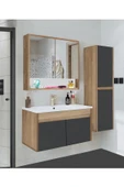 Serena Ea 80 cm Seramik Lavabolu Banyo Dolabı Seti, Boy Dolaplı, Mdf, (80+35) 115 Cm - 1