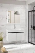 Viola-M 80 cm Komple Mdf Banyo Dolabı, Seramik Lavabolu Banyo Dolabı Seti-B-Si - 1