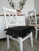 Fırfırlı Sıvı & Leke Itici Iskandinav Sandalye Minderi Siyah - 1