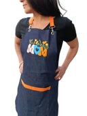 Anneler günü Kim İlkbahar Çiçekleri Nakışlı Keten, Chef Mutfak Önlüğü - 1