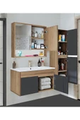 Serena Ea 80 cm Seramik Lavabolu Banyo Dolabı Seti, Boy Dolaplı, Mdf, (80+35) 115 Cm - 2