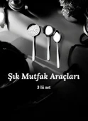 Nehir sultan servis kaşık kepçe kevgir seti takımı - 3 lü servis seti - 2