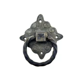 Antika Tarz Dekoratif Pirinç Mobilya Kulbu, Kapı Kilit Halkası - 94x97 mm, Büyük, Oksit - 1