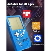 Ozmik Tuğla Oyun Konsolu 23 Bulmaca Oyunu Dahili, 3.5 inç LCD Mini Taşınabilir Atari Mavi - 7