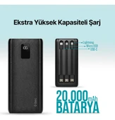 Ttec PowerSlim Trio LCD 20.000mAh PD 22,5W Dahili Kablolu Taşınabilir Şarj Aleti / Powerbank thumbnail 4