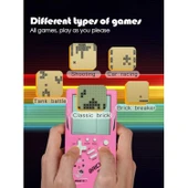Ozmik Tuğla Oyun Konsolu 23 Bulmaca Oyunu Dahili, 3.5 inç LCD Mini Taşınabilir Atari pembe - 4