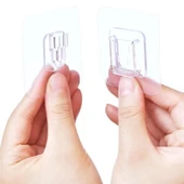 BUFFER® Eşya Sabitleme Askısı 10 Çift Şeffaf Çift Taraflı Yapışkanlı Geçmeli Klips - 6