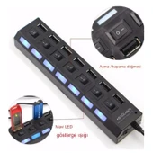 Ozmik USB 2.0 Hub Güç Şeridi 7 Portlu On/of Anahtarlı Akım Korumalı Bilgisayar Çoklayıcı - 5