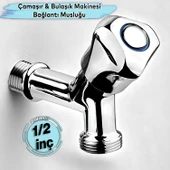 Çamaşır Bulaşık Makinesi Uyumlu Musluk Tek Çıkışlı Temiz Su Giriş Vanası Duvar Tipi Bağlantı Musluğu - 1