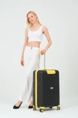 Keo-Plus Siyah-Sarı 3 lü Set Silikon Kırılmaz PP Valiz - 5