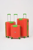 Keo-Plus Turuncu-Yeşil 3 lü Set Silikon Kırılmaz PP Valiz - 2