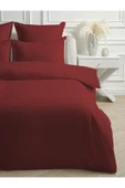 Line Bordo Pamuk Saten Çift Kişilik Nevresim Takımı Lastiksiz Çarşaflı 4 Parça Set - 2